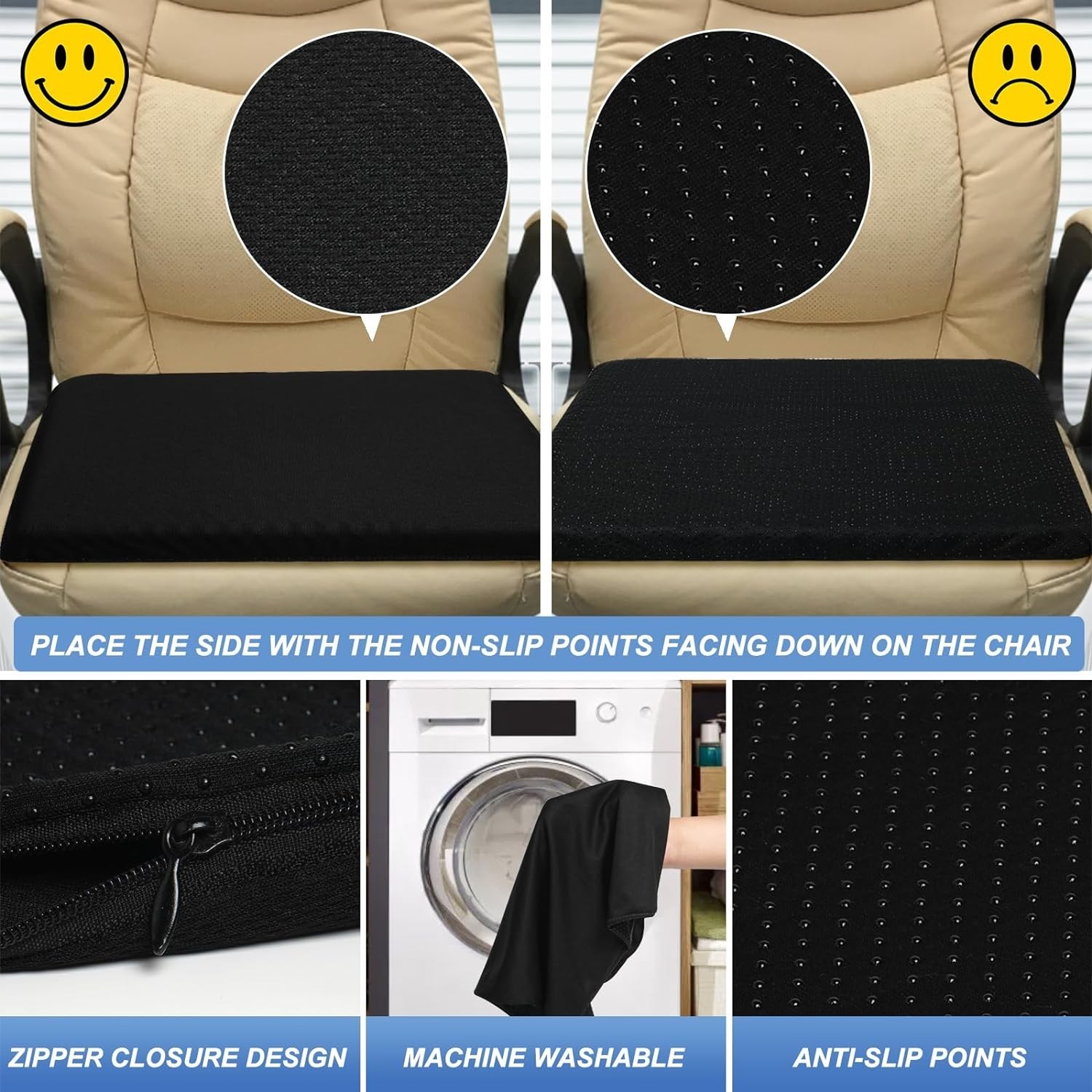 Pressure Relief Gel Seat Cushion Relieves Lumbar Hip Leg Back & Sciatica Pain