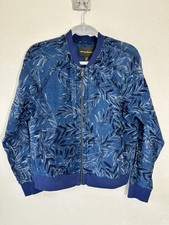 Tommy Bahama Women's Linen Zip Up Lightweight Jacket Size Small, Blue Tropical