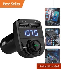 Portable Bluetooth FM Transmitter for Clear Calls  Music with USB Charger