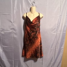 Fashion Nova Orange Black Snake Print Strappy Sleeveless Cowl Neck Mini Dress L