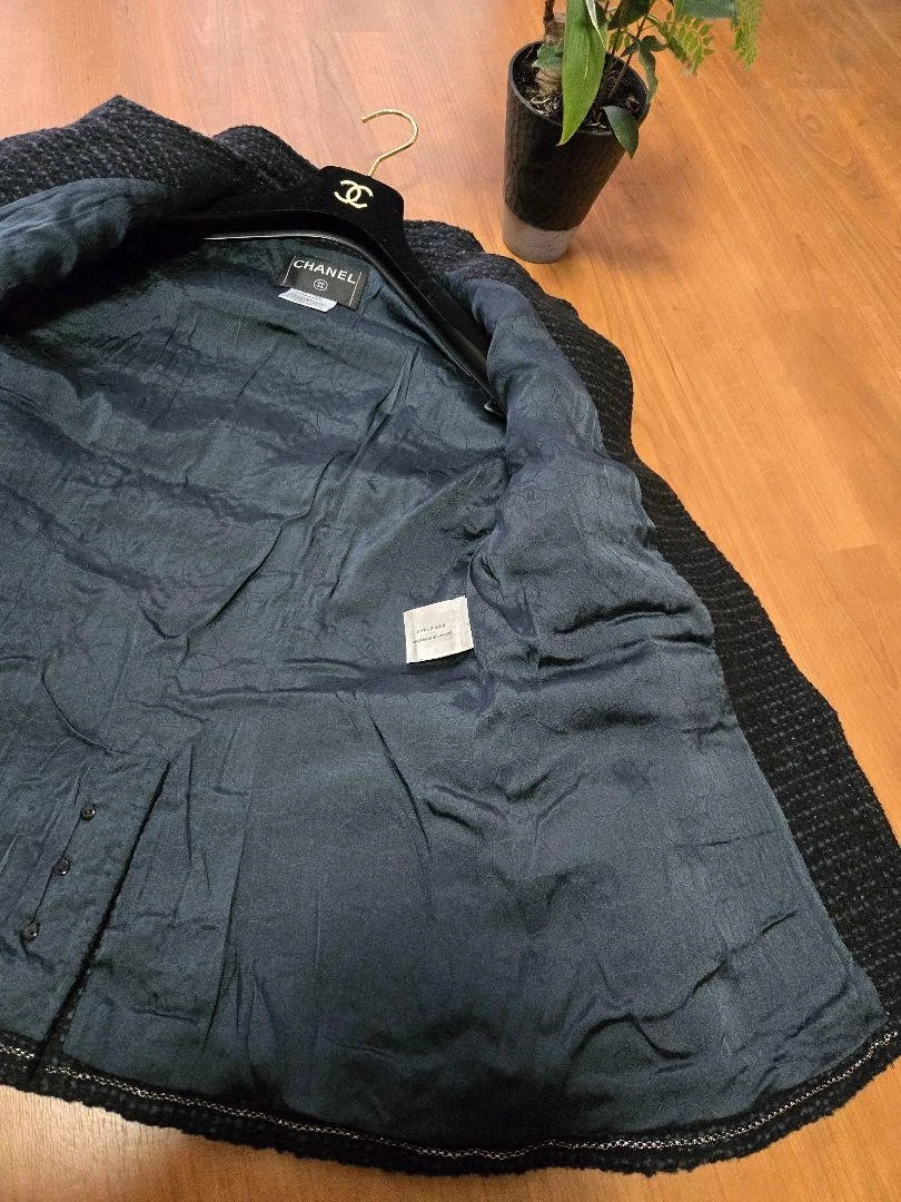 Giacca tweed Chanel 02A nero navy 44