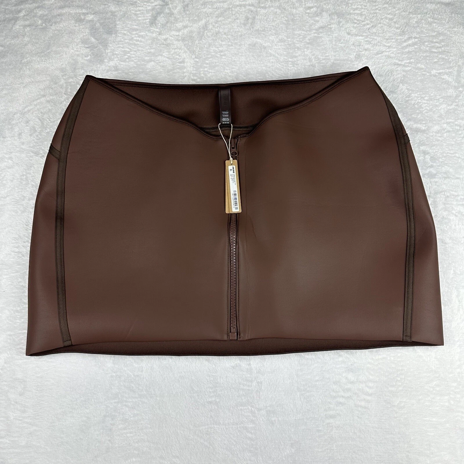 SKIMS Rubberized Scuba Swim Mini Skirt Cocoa Brown 3X CU-SKT-3162 NEW