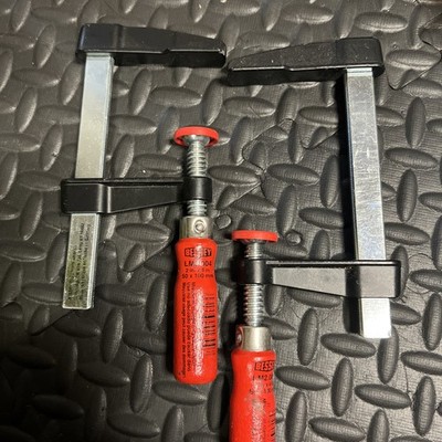 SET OF 2 BESSEY LM2.004 LIGHT DUTY BAR CLAMPS DIE CAST JAWS WOOD HANDLE (k41)