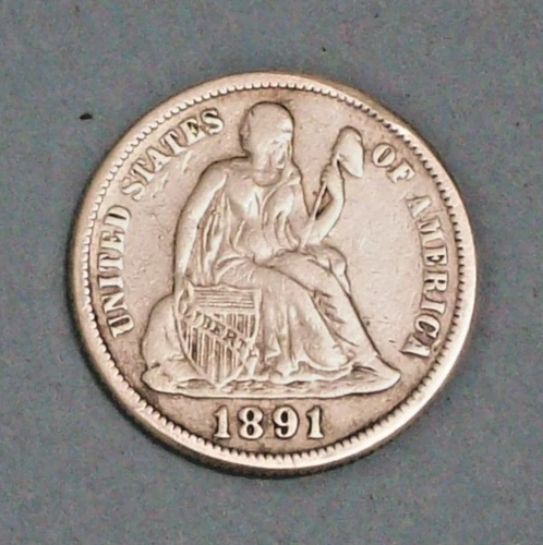 U.S.A ( 1 ) COIN  LIBERTY SEATED  DIME  1891  VERY FINE  0.9000  SILVER