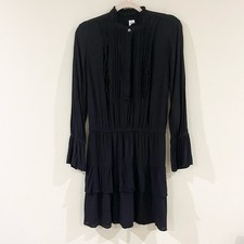 Gap Ruffle Pintuck Mini Dress Long Sleeves Women’s size S Black