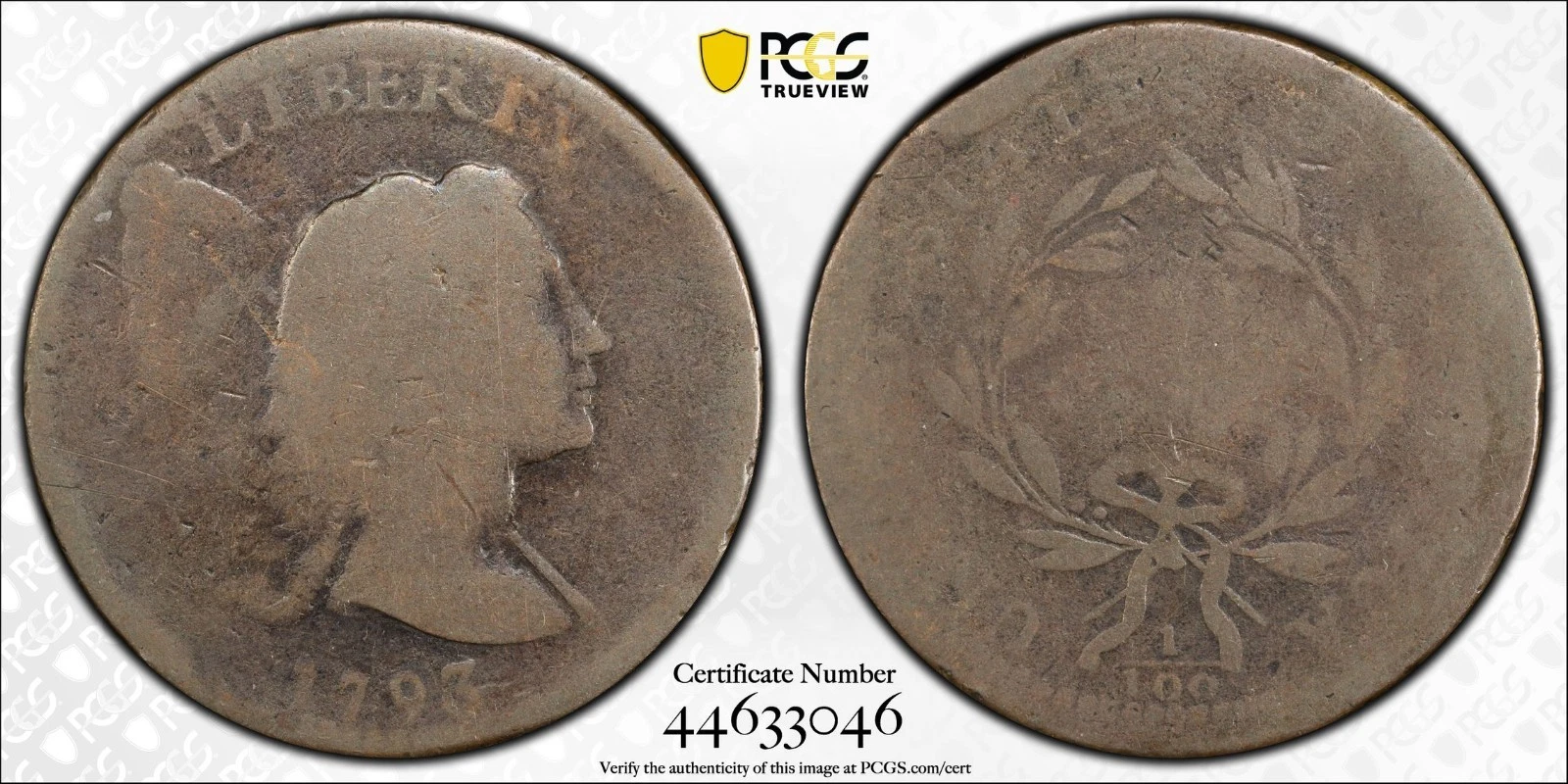 1793 S-13 Liberty Cap Large Cent 1C PCGS AG03 Scarce Variety