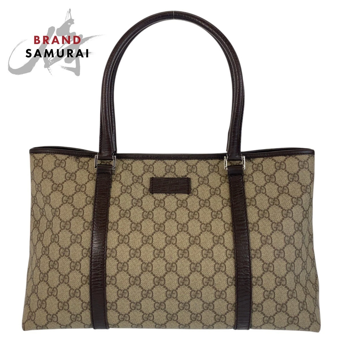 Sac fourre tout bandoulière femme GUCCI beige marron GG Supreme toile cuir 114595 500