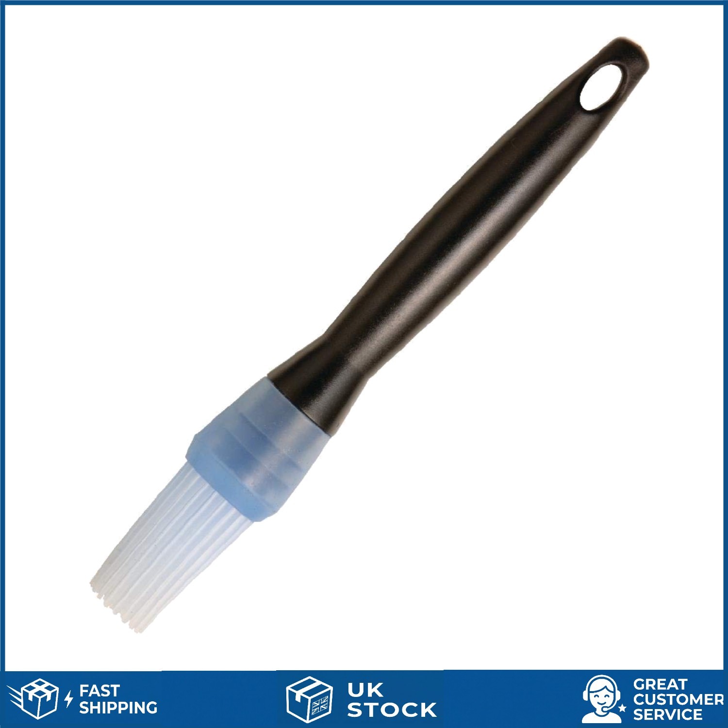 Professional Heat Resistant Silicone Basting Pastry Brush Black Blue 17cm 6.5in