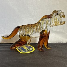 BOHEMIA CRYSTAL - 4" TIGER - AMBER & CLEAR - NEW OPEN BOX