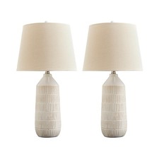 Signature Design by Ashley Willport Modern 26.5" Ceramic Table Lamp, Set of 2, B