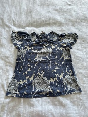 Next William Morris blau elfenbein Blumen Jersey T-Shirt Top Gr. 10 Baumwolle 