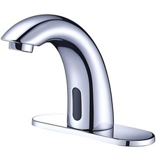 Chrome Touchless Bathroom Sink Faucet - Automatic Sensor Faucet - Dual Power ...
