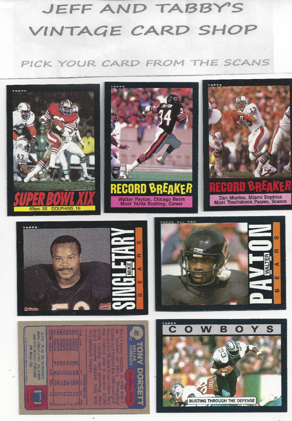 1985 TOPPS FOOTBALL 1-200 / SEE DROP DOWN MENU FOR CARD YOU WILL RECEIVE.