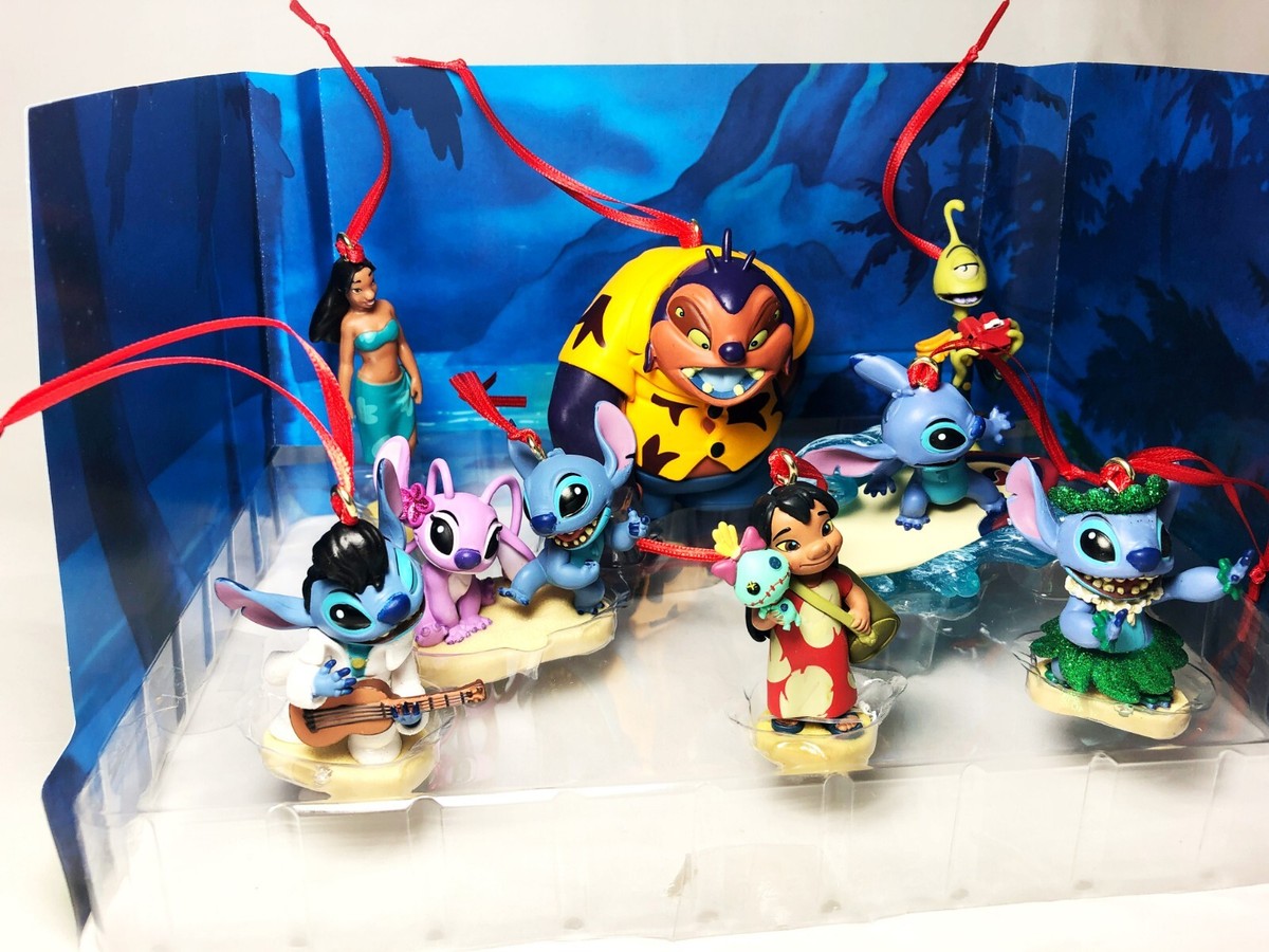 Disney Lilo & Stitch Christmas Ornaments 8pc Figure Set Angel