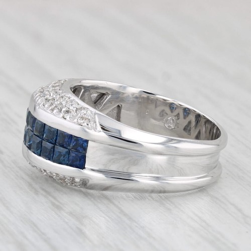 1.86ctw Zafiro Azul Diamante Blanco Anillo 14k Oro Blanco Talla 6.75-7 - Imagen 3 de 10