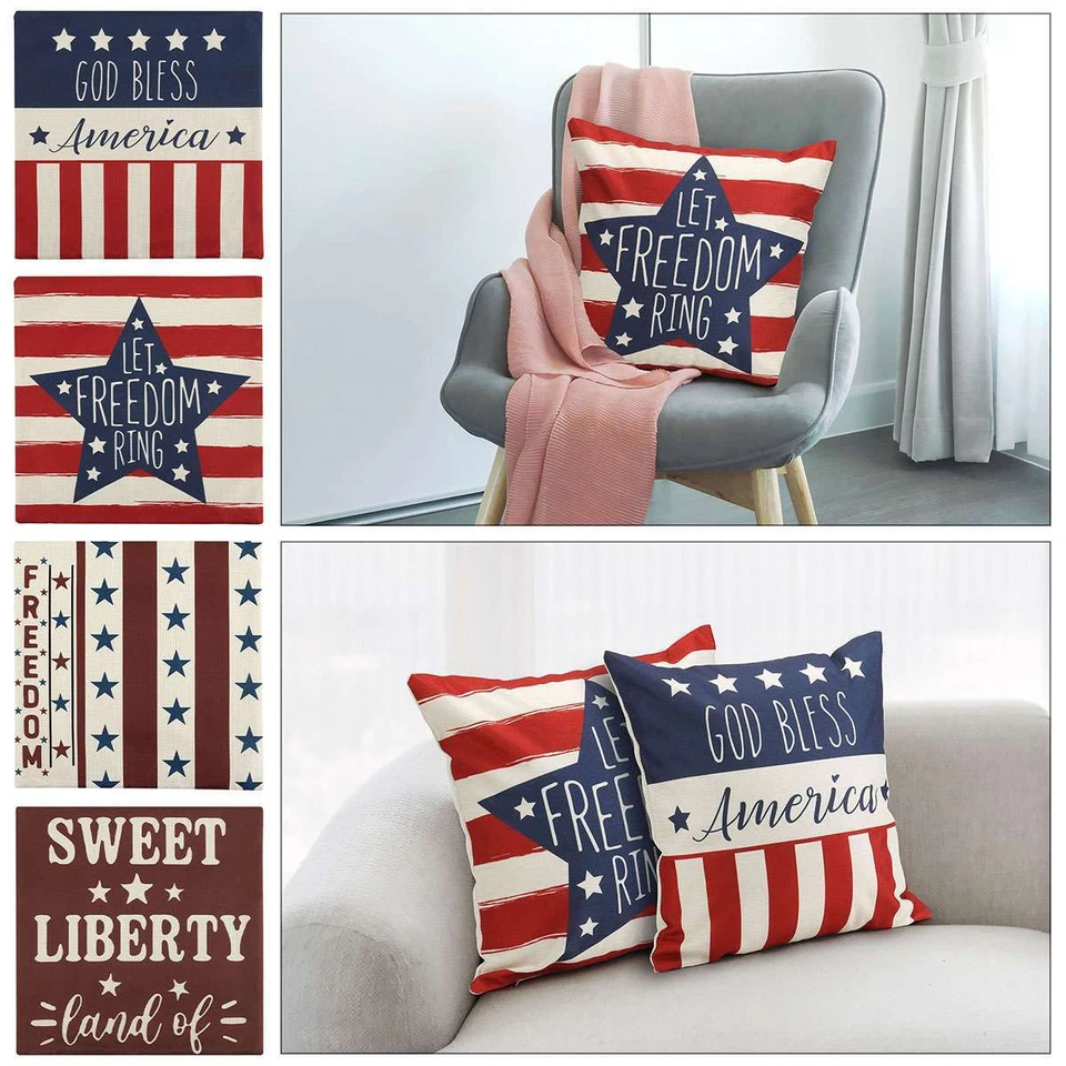 Funda de Almohada 18" 4 de Julio Día de la Independencia Bandera Americana Vacaciones Funda de Cojín Foto 2 de 4