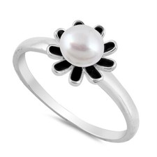 Freshwater Pearl Flower Ring .925 Sterling Silver Band Sizes 4-10 NEW