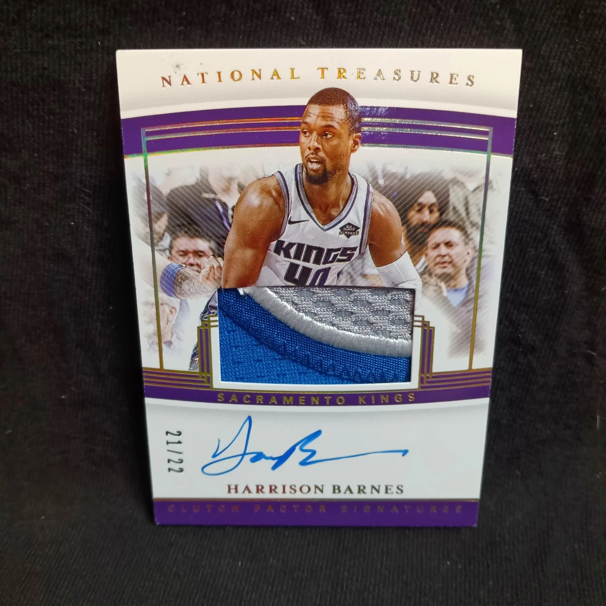 HARRISON BARNES KINGS 19-20 NATIONAL TREASURES CLUTCH FACTOR PATCH AUTO /22