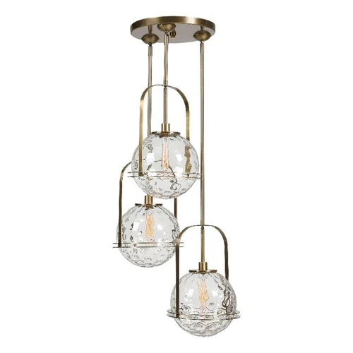Uttermost Mimas 3-Light Steel and Glass Cluster Pendant in Brass Finish - Picture 1 of 4