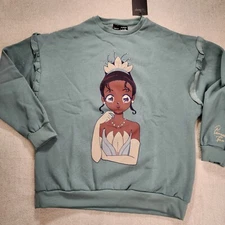 Cakeworthy Disney Princess Anime Tiana Sweatshirt Crewneck Pullover Womens L NEW