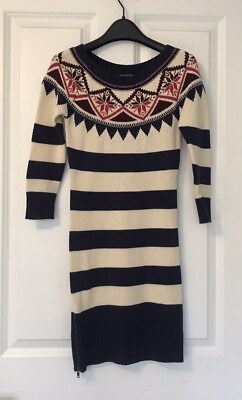 American Eagle AE Fair Isle Sweater Dress, Size XXS, Navy White | eBay