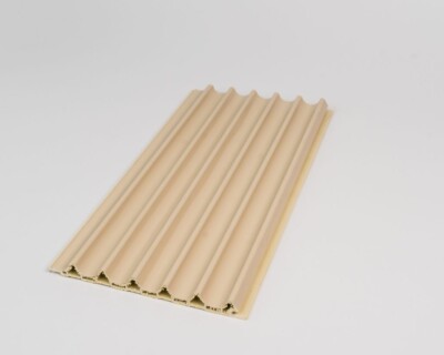 Flex Decor 21 Fluted Wave Wall 3D Panels AW   107 Cream - 12'' X 6'' - Light Wood