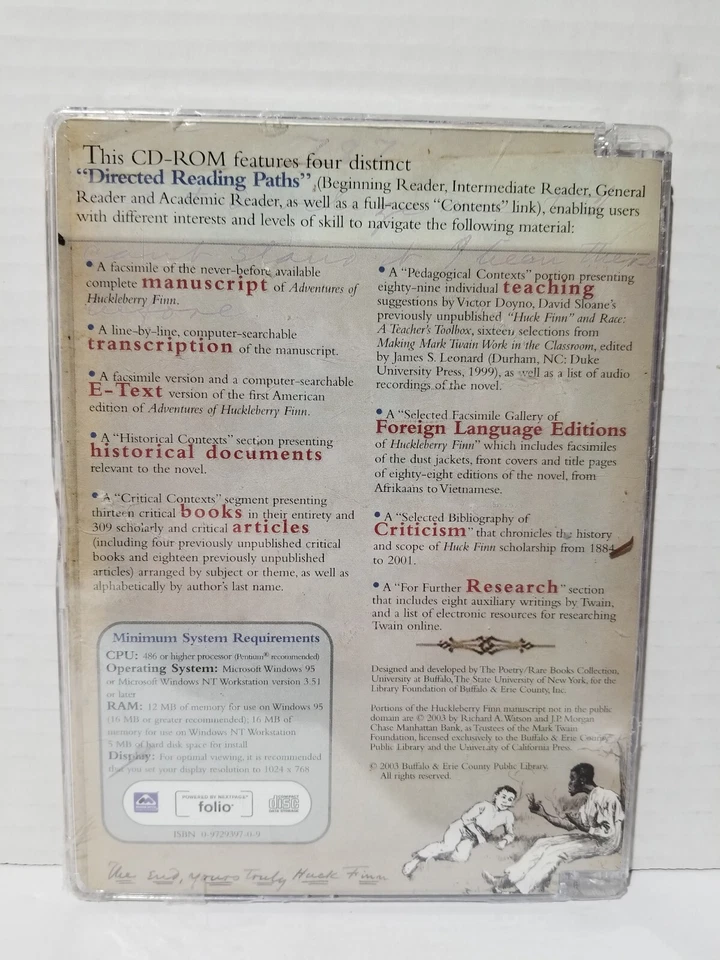 Huck Finn: Buffalo & Erie County Library Manuscript Teaching Edition CD-ROM  - Image 2 of 4