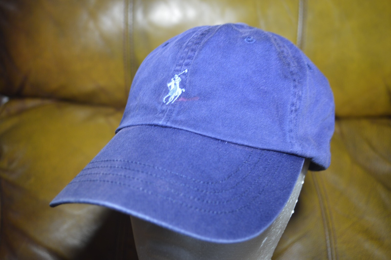 Vintage Polo By Ralph Lauren Hat Cap Blue w Blue Pony Leather Strap