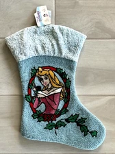 VINTAGE RARE HTF DISNEY SANTA'S BEST SLEEPING BEAUTY AURORA CHRISTMAS STOCKING