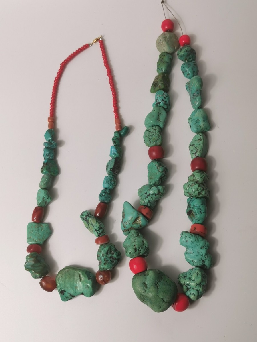 antique Tibetan turquoise, coral, glass beads necklace