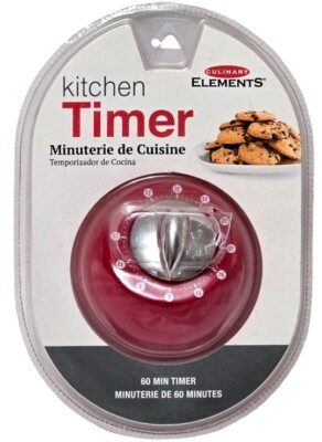 60 Minute Red Kitchen Timer by Culinary Elements (New Sealed Package)