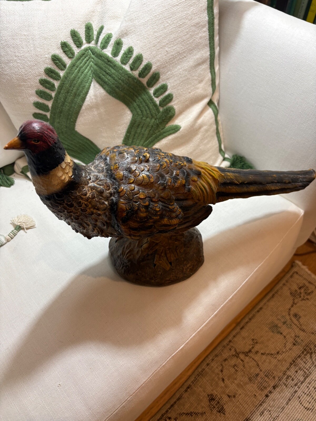 vtg pair of handpainted pheasant figurine 21x13"