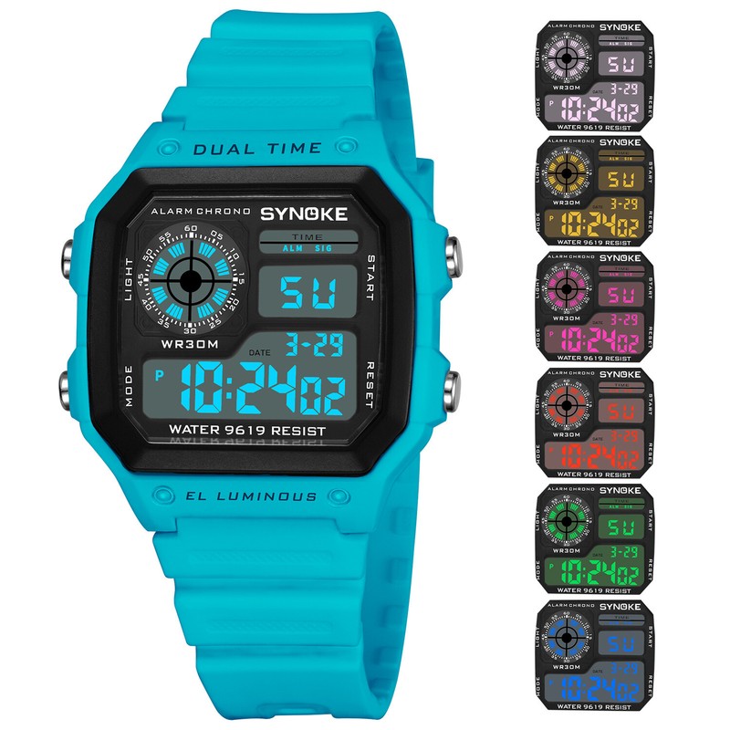 Fashion Men's Sports Watch LED Large Digital Waterproof Multifunction Wristwatch
