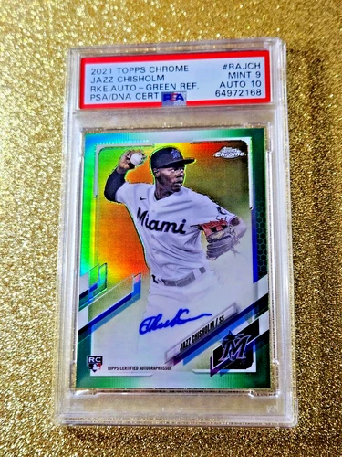 2021 Topps Chrome Rookie Auto Jazz Chisholm RC Green Refractor /99 #RA-JCH MINT