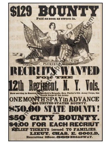 Civil War Recruitment Propaganda Poster Vintage Photographic Print 8.5x11"