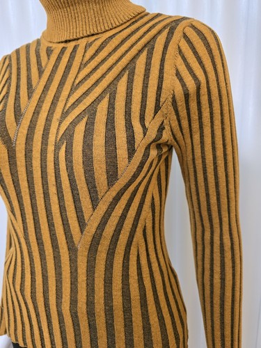 DKNY Women's Walnut Printed Turtleneck Ribbed Long-Sleeve Sweater Size S. - Picture 13 of 24