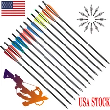 12Pcs 20" Crossbow Bolts Carbon Arrows OD 8.8mm Archery for Hunting Target US