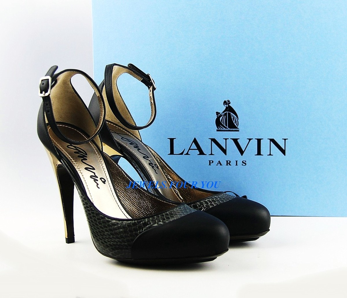 LANVIN SUPER COMFORTABLE LUXURY BLACK SILVER 4,5