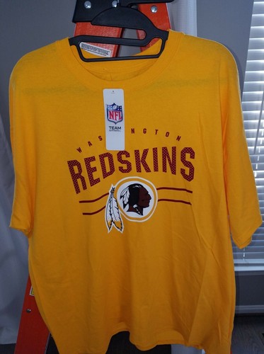 Washington Redskins T Shirt Yellow Red Original Retro Logo Native Chief Two Guns - Picture 6 of 11