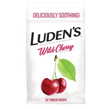 Luden's Wild Cherry Throat Drops | Deliciously Soothing | 30 Drops | 1 Bag