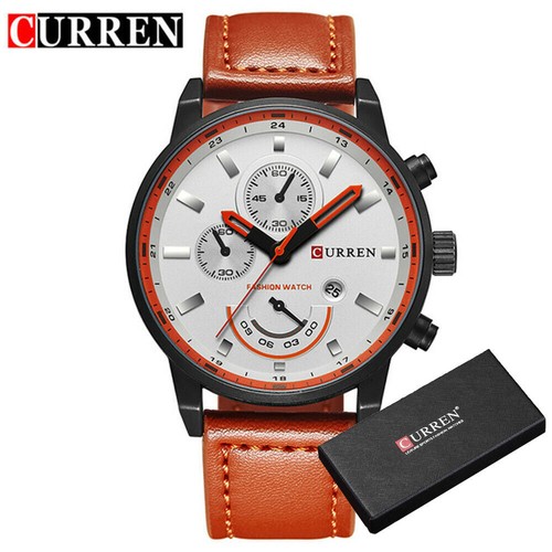 CURREN Men Quartz Watch Black Leather Wristwatch Male Calendar Business Watches - Picture 19 of 22