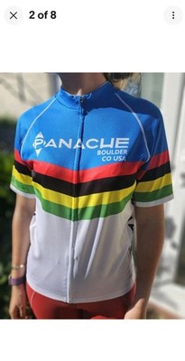 Womens Panache Boulder Co Cycling Short Sleeve Full Zip Top With Rear Pockets -L