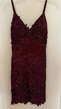 Women’s Burgundy Lace Bodycon Mini Dress S fairy whimsygoth homecoming Windsor