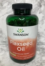 NEW Swanson Flaxseed Oil Made with Organic Flaxseed Oil 1 G 200 Softgels
