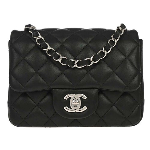 Chanel Black Lambskin Mini Classic Square Flap Shoulder Bag 17 179389