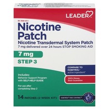 Leader Nicotine Patch Transdermal System Patch to Stop Smoking Aid 7 mg 14 ct