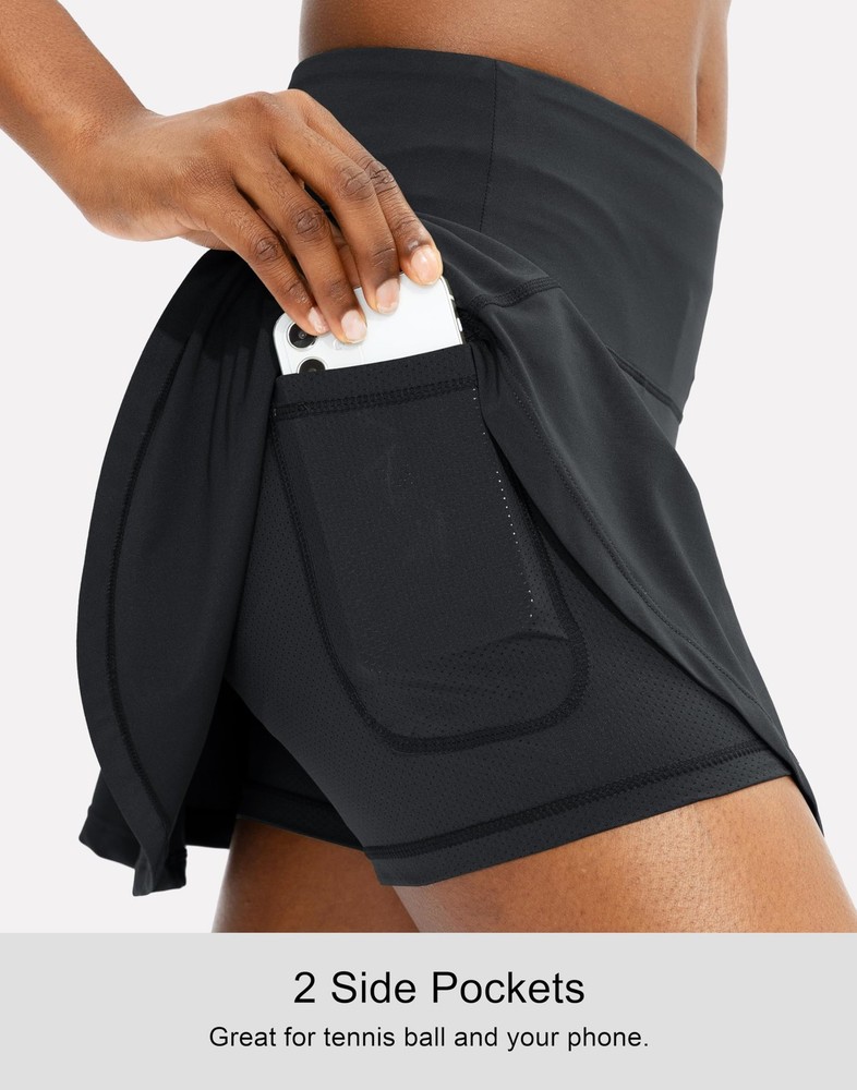 Women's High Waisted Pleated Tennis Skirt with 4 Pockets - Athletic Style