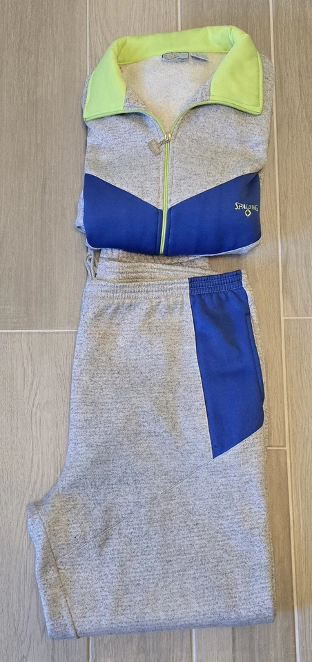 Винтажный 80-х Spalding два изделия толстовки и куртка костюм размер XL серый синий зеленый - Изображение 2 из 4