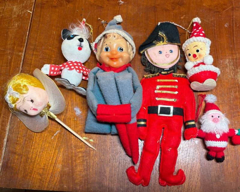Vintage 1960s Japan Santa Guard 8" Knee Hugger Elf Pixie Shelf Sitter  Ornaments