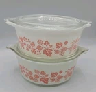 1950s Set Of 2 Vintage Pyrex Pink Gooseberry #472 Casserole Dishes! With Lids